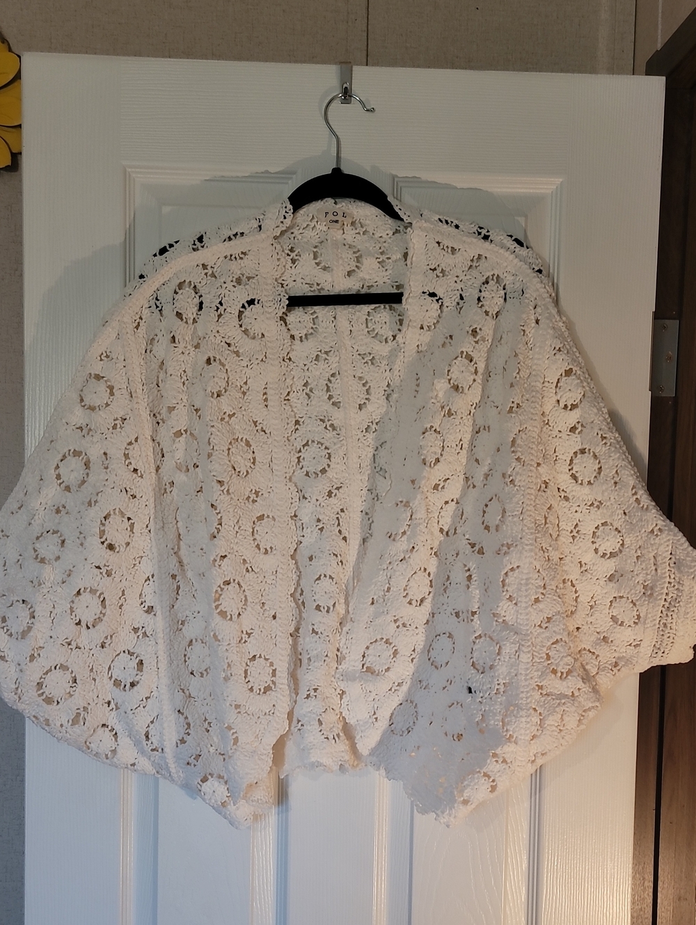 POL V-Neck  Crochet Batwing Sleeve Cardigan